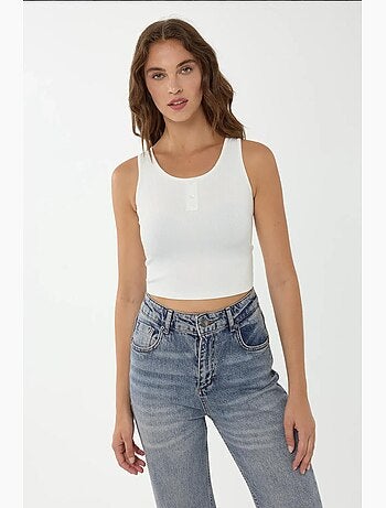 Crop top basique à boutons détaillés hiccup