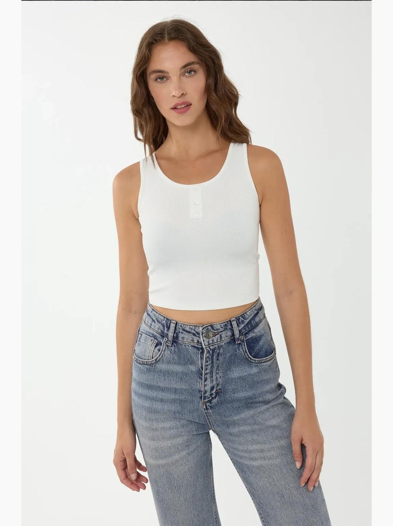 Crop top basique à boutons détaillés hiccup Blanc - Kiabi