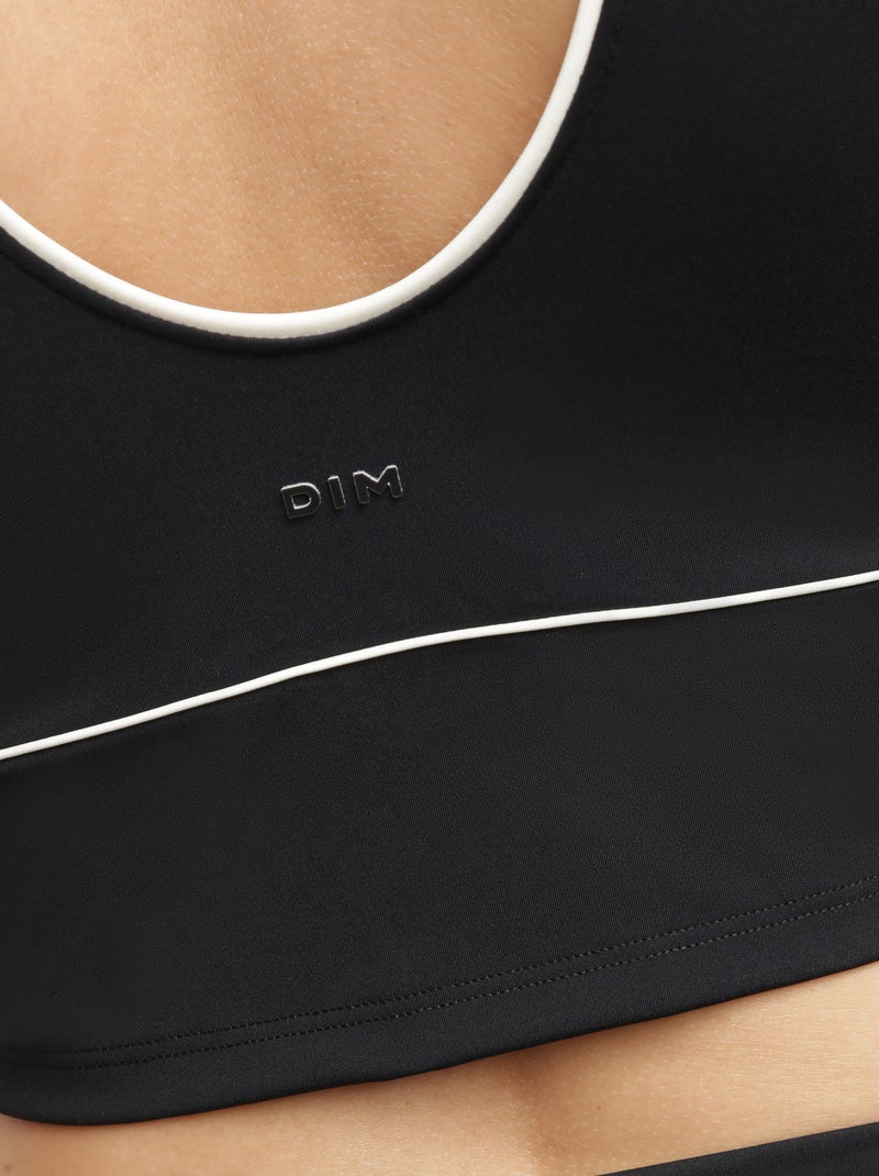 Crop top col V de Sport Dim Move Noir - Kiabi