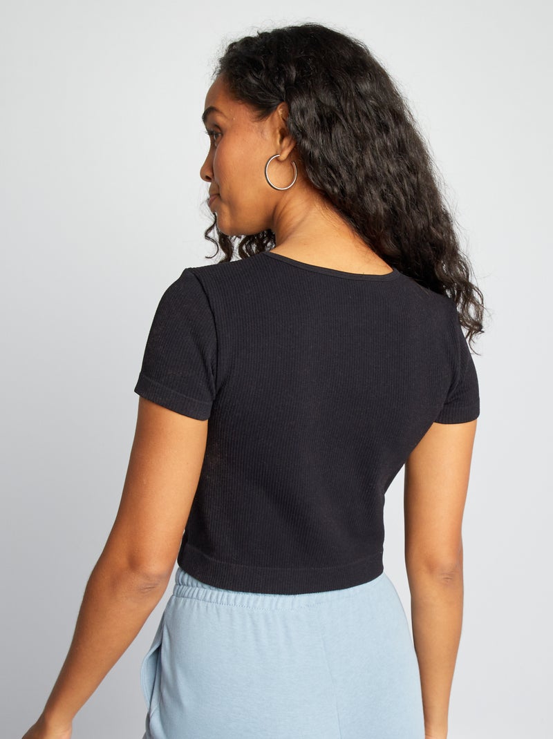 Crop-top de sport seamless noir - Kiabi