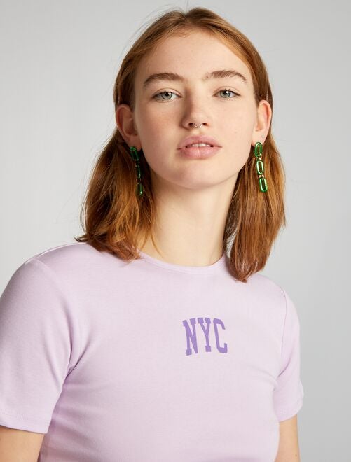 Crop-top en jersey avec imprimé 'NYC' - Kiabi
