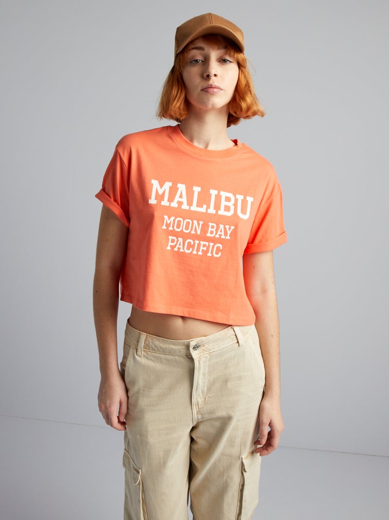 Crop-top en jersey Orange - Kiabi