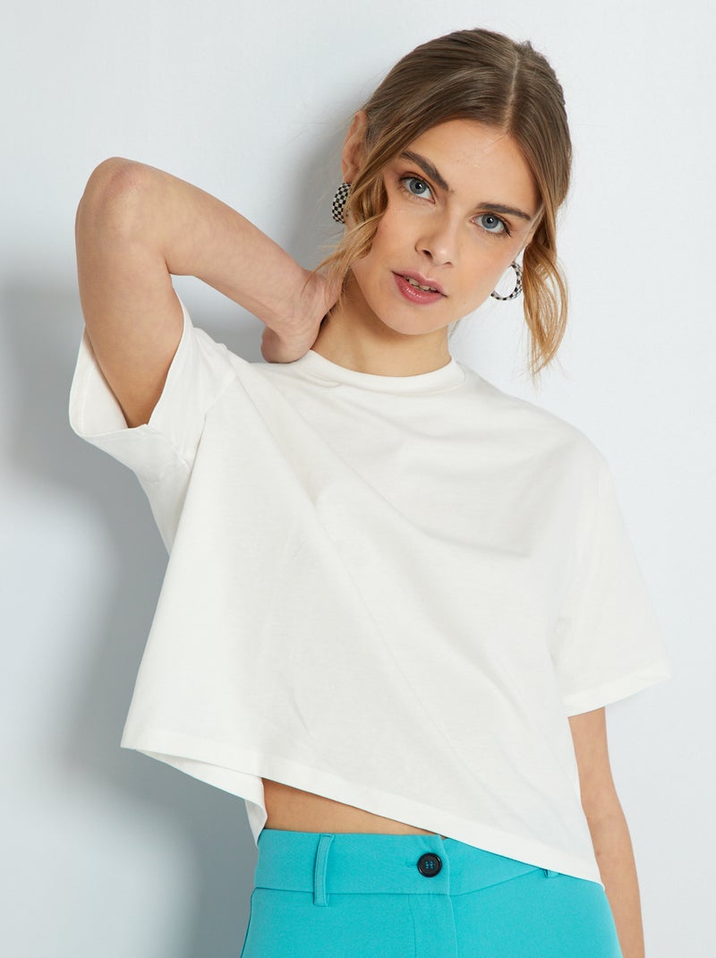 Crop-top en jersey uni Blanc - Kiabi