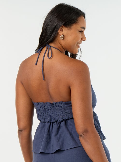 Crop top en lin mélangé avec perles - Kiabi