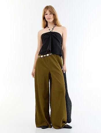 Crop top en lin mélangé avec perles