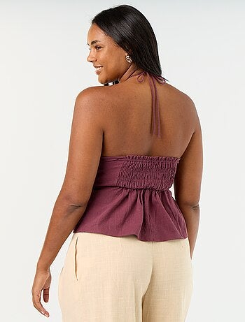 Crop top en lin mélangé avec perles
