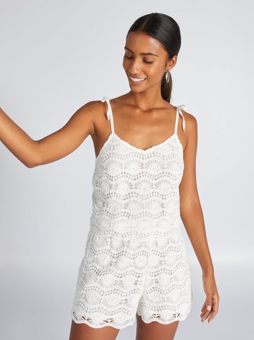 Crop top en macramé avec bretelles à nouer - Kiabi