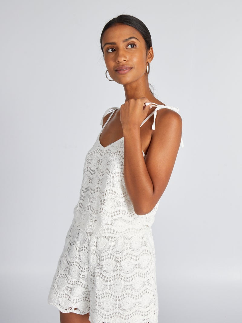 Tall - Crop top pêche à bretelles nouées au dos | FR