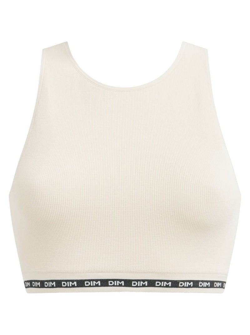Crop top en microfibre côtelée sans couture Icons Seamless Blanc cassé - Kiabi