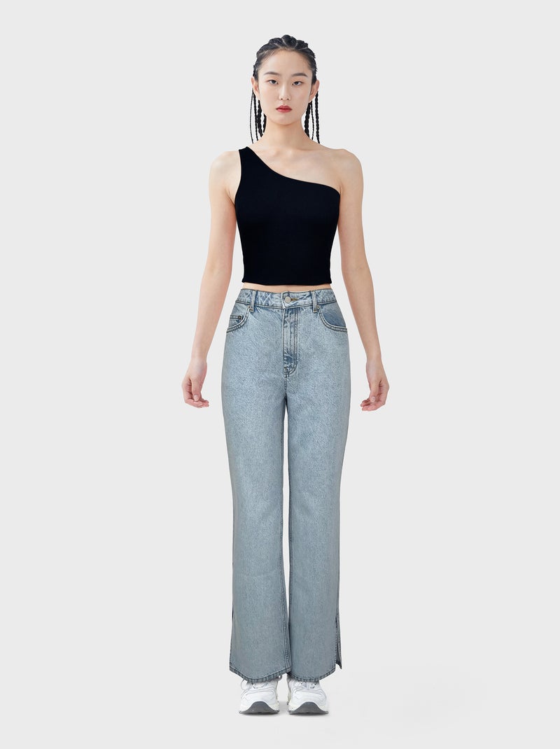 Crop top one shoulder noir - Kiabi