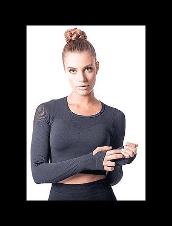 Crop top sans coutures avec fibre Emana Yoga Noire, Indy
