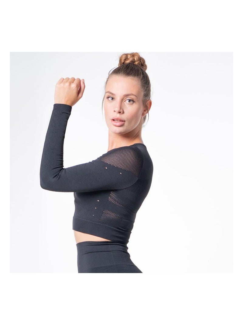 Crop top sans coutures avec fibre Emana Yoga Noire, Indy Noir Noir - Kiabi