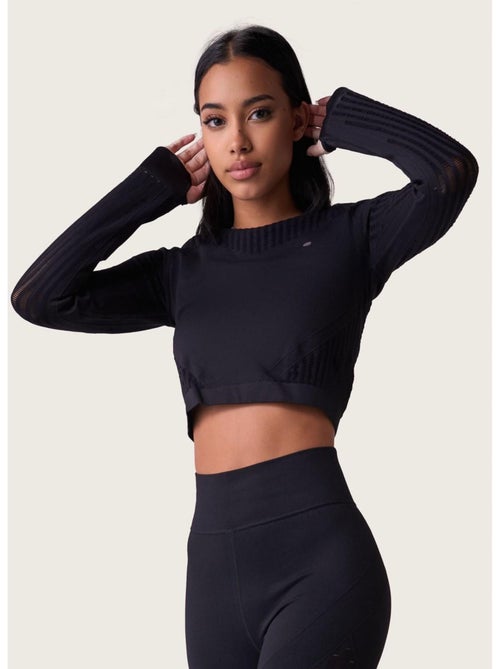 Crop top sans coutures Manches longues Femme Fitness, Alisha - Kiabi