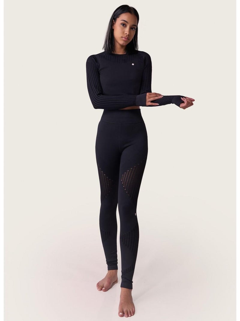 Crop top sans coutures Manches longues Femme Fitness, Alisha Noir Noir - Kiabi