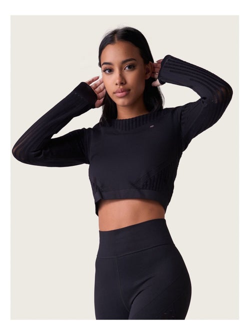 Crop top sans coutures Manches longues Femme Fitness, Alisha - Kiabi