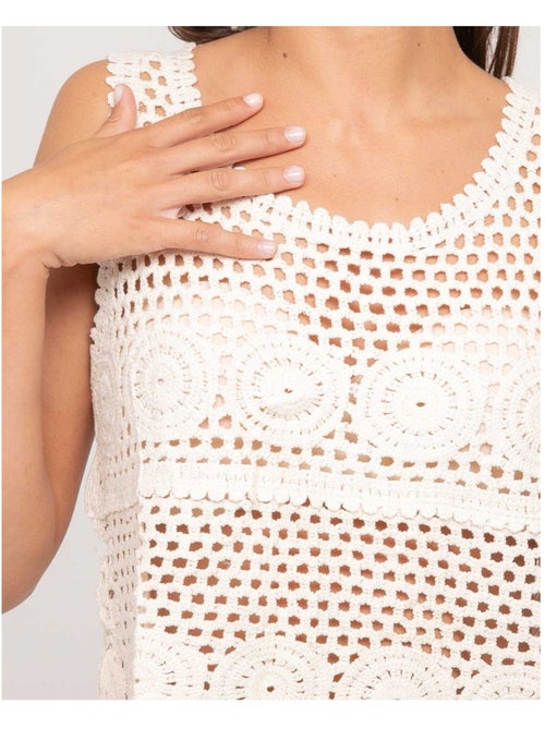 Crop top sans manches crochet FOLDA - Kiabi