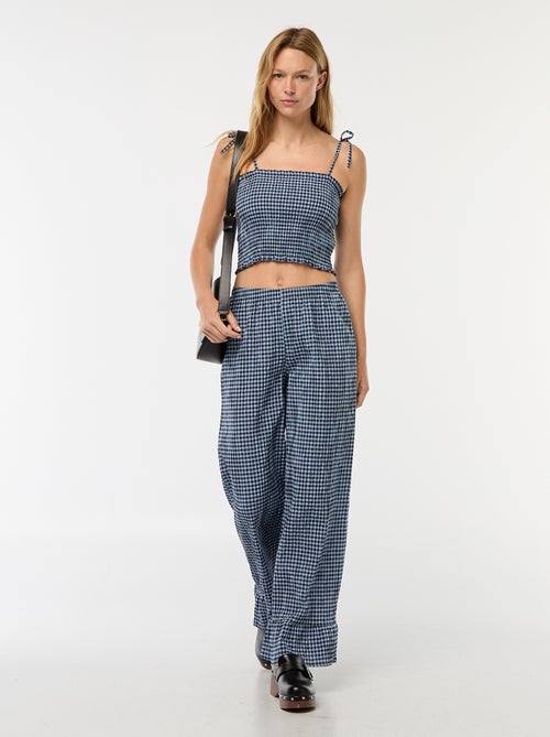 Crop top smocké carreaux vichy - Kiabi