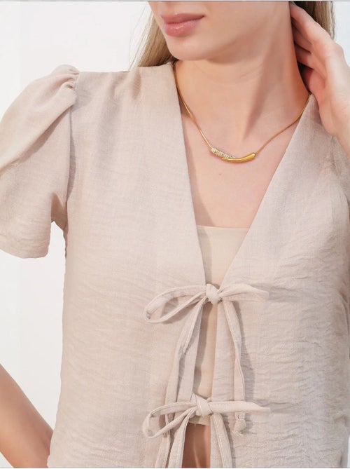 Crop top texturé en mélange de lin à col en v bdart - Kiabi Crop top texturé en mélange de lin à col en v bdart - Kiabi