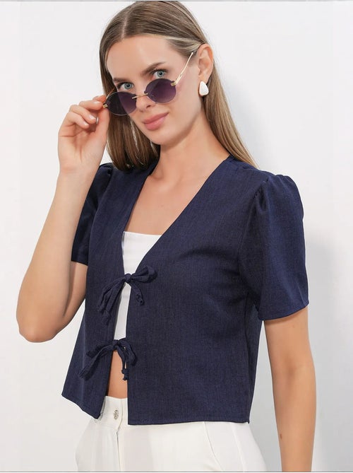 Crop top texturé en mélange de lin à col en v bdart - Kiabi Crop top texturé en mélange de lin à col en v bdart - Kiabi