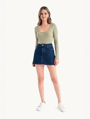 Croptop basique en coton à manches longues