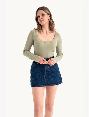 Croptop basique en coton à manches longues