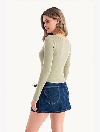 Croptop basique en coton à manches longues