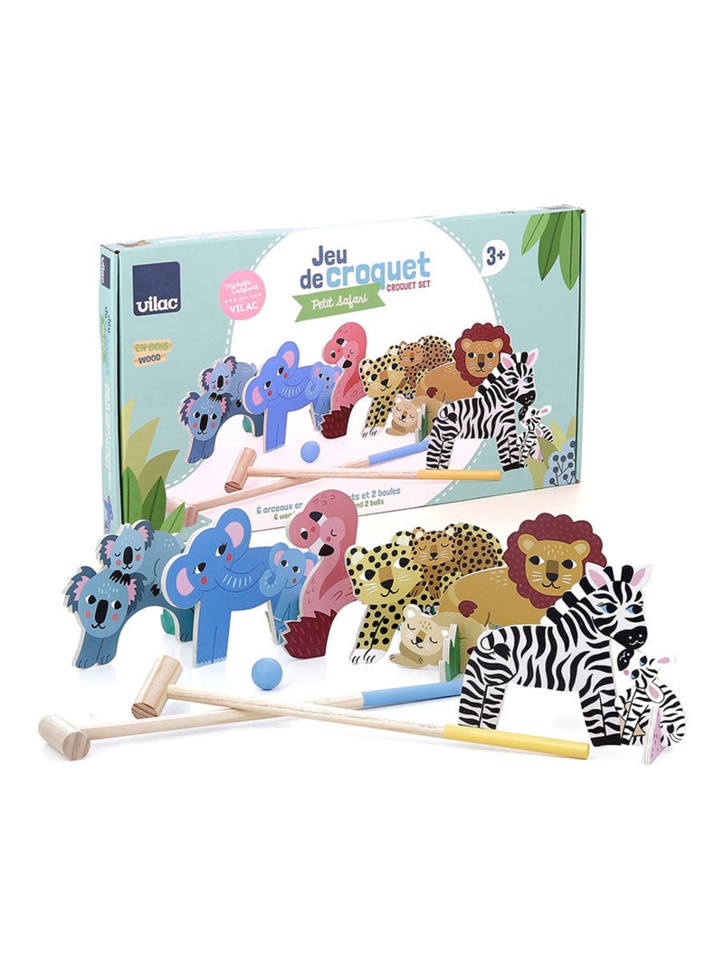 Croquet en bois animaux Petit Safari Bleu - Kiabi