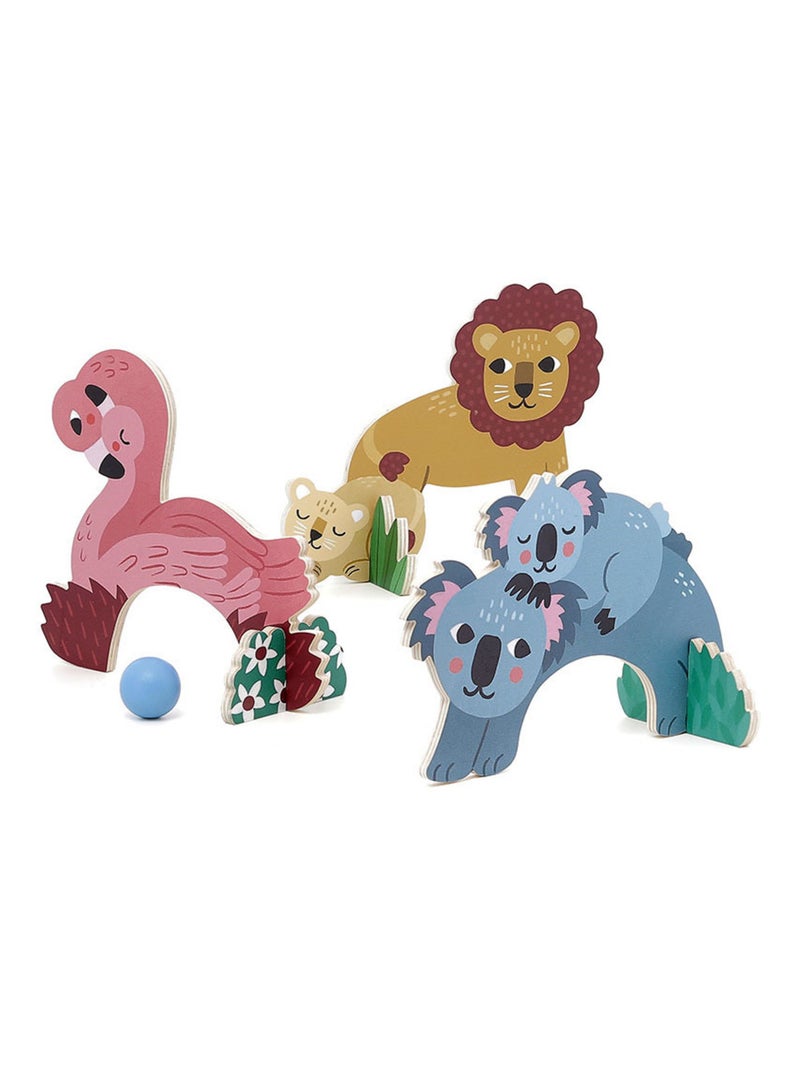 Croquet en bois animaux Petit Safari Bleu - Kiabi