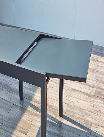 CUALICA Salon de jardin 8 places en aluminium gris foncé