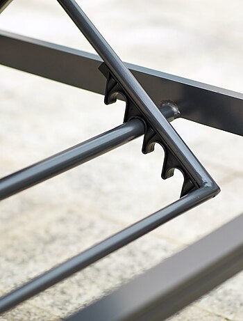 CUBA - Lot de 2 bains de soleil inclinables noirs avec roues en aluminium