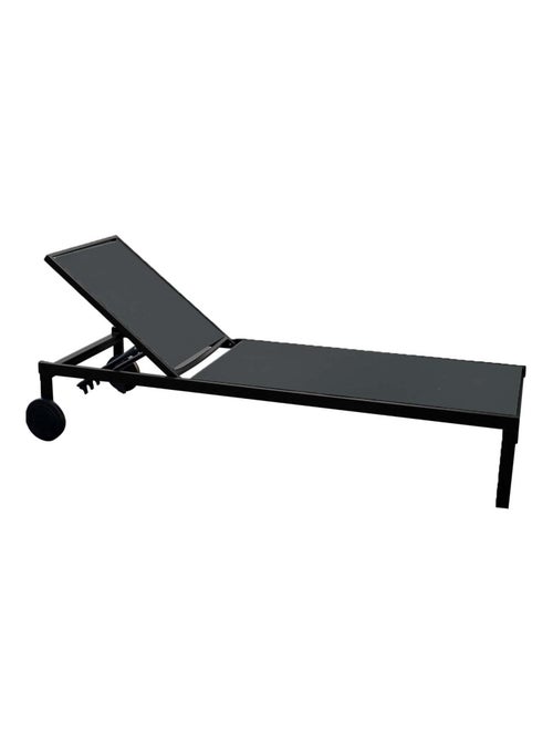 CUBA - Lot de 2 bains de soleil inclinables noirs avec roues en aluminium - Kiabi