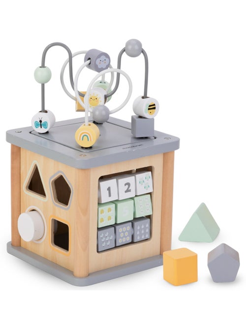 Cube activites bois enfant montessori boucle motrice trieur labyrinthe mamabrum - Kiabi