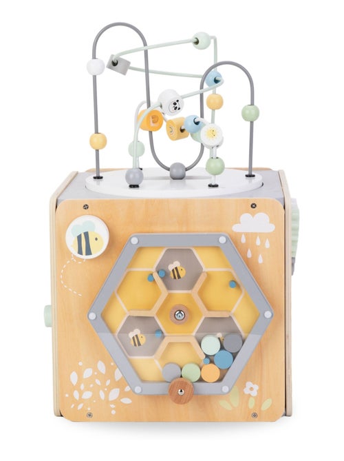 Cube d'activité Bois avec Boulier, Boucle motorisée, trieur Formes, Labyrinthe Forme Arbre - Kiabi