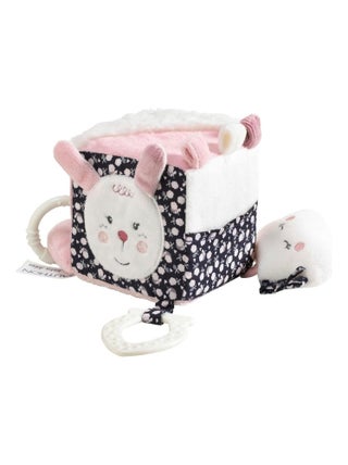 Cube d'activités motif fleuri en velours -