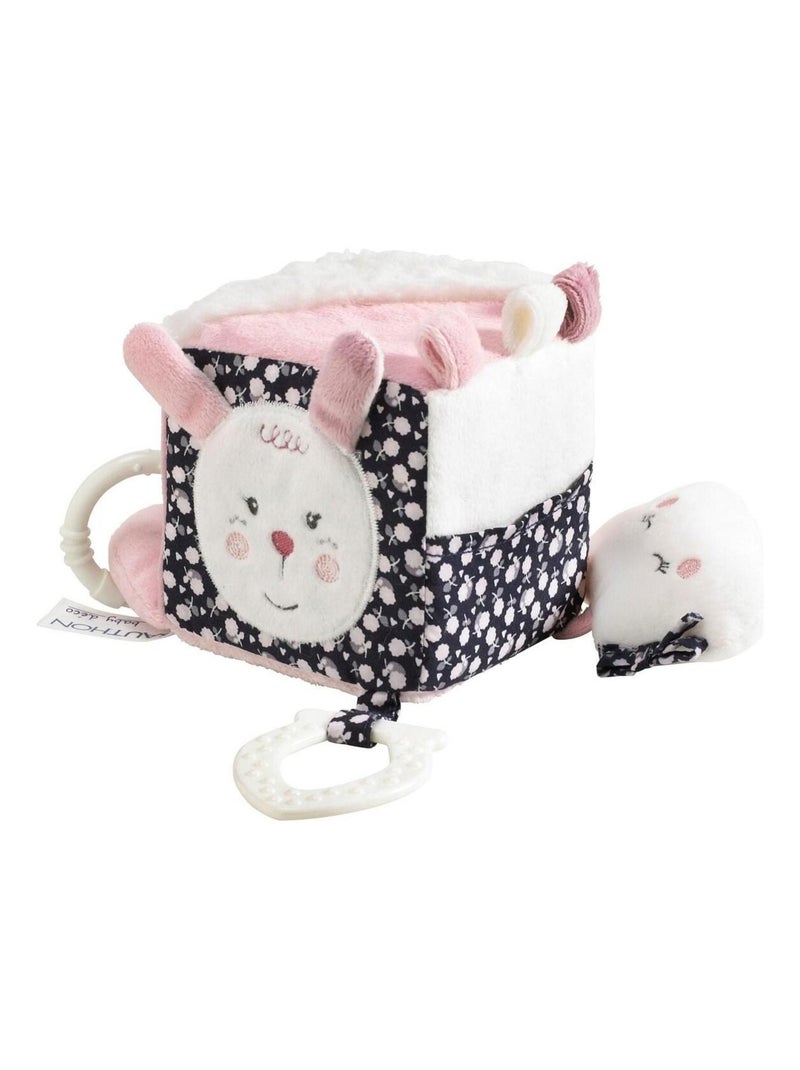 Cube d'activités motif fleuri en velours - Rose - Kiabi