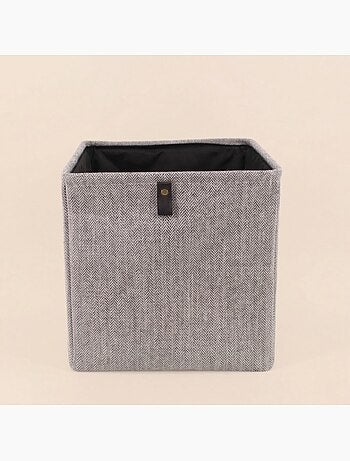 Cube de rangement à chevrons gris 31x31x31cm
