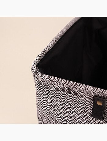 Cube de rangement à chevrons gris 31x31x31cm