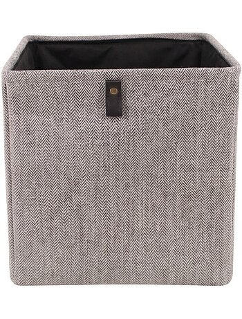 Cube de rangement à chevrons gris 31x31x31cm