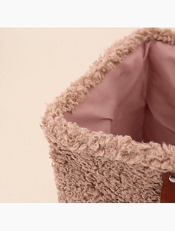 Cube de rangement bouclette taupe 31x31cm