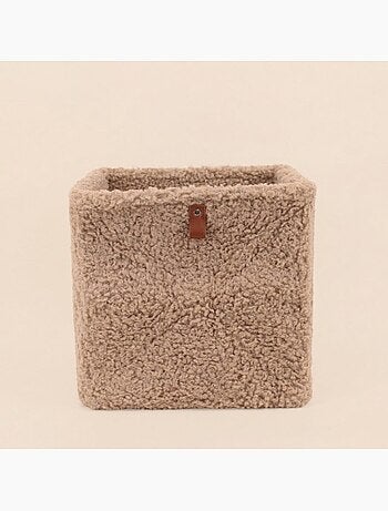 Cube de rangement bouclette taupe 31x31cm