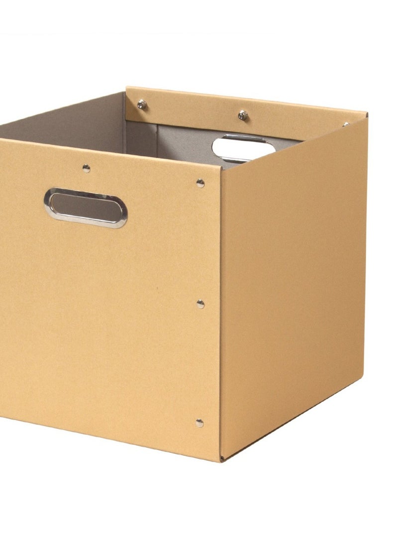 Cube De Rangement En Kraft Finition Métal - 28x28x27cm Beige - Kiabi