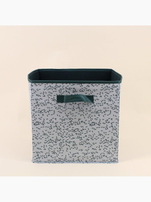 Cube de rangement en tissu blanc imprimé vert 31cm - Kiabi