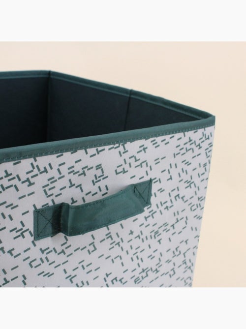 Cube de rangement en tissu blanc imprimé vert 31cm - Kiabi