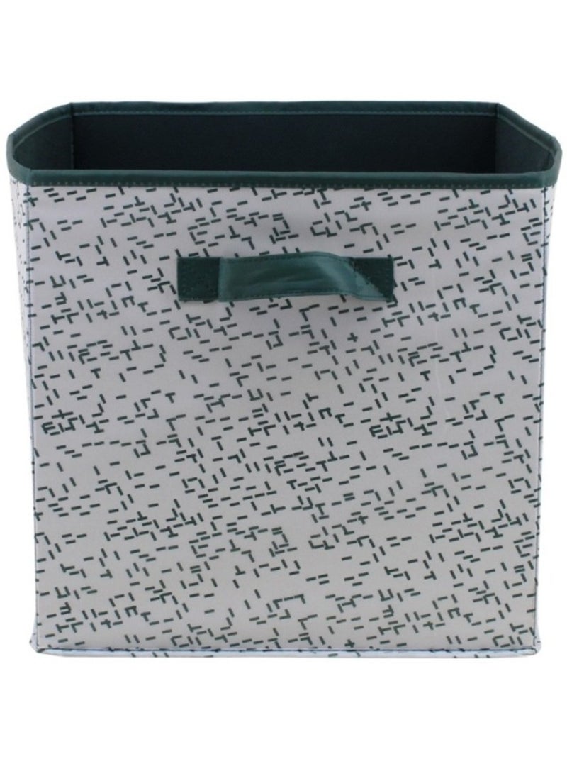 Cube de rangement en tissu blanc imprimé vert 31cm Blanc - Kiabi