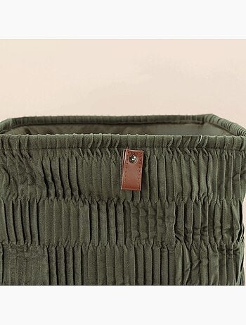 Cube de rangement en velours plissé vert 31x31x31cm