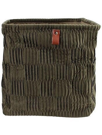 Cube de rangement en velours plissé vert 31x31x31cm