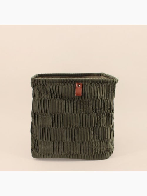 Cube de rangement en velours plissé vert 31x31x31cm - Kiabi Cube de rangement en velours plissé vert 31x31x31cm - Kiabi