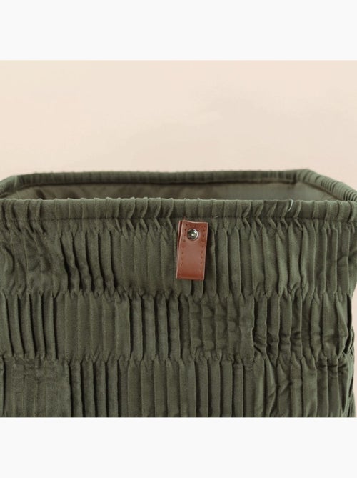 Cube de rangement en velours plissé vert 31x31x31cm - Kiabi Cube de rangement en velours plissé vert 31x31x31cm - Kiabi