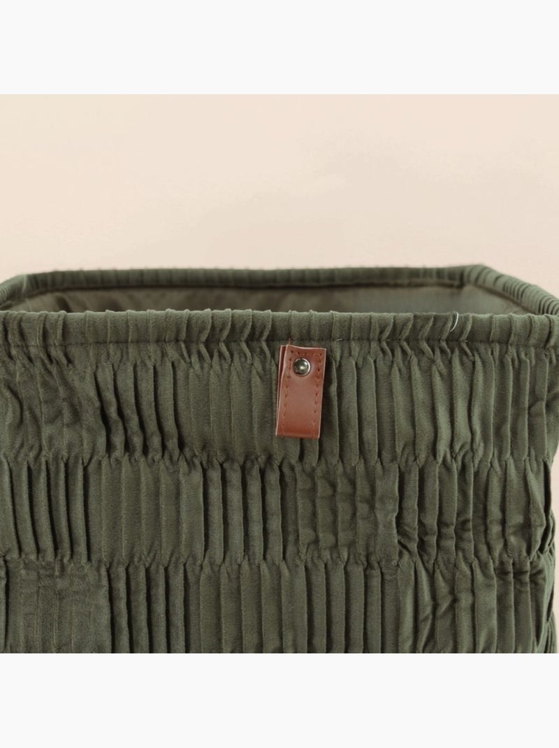 Cube de rangement en velours plissé vert 31x31x31cm Vert - Kiabi