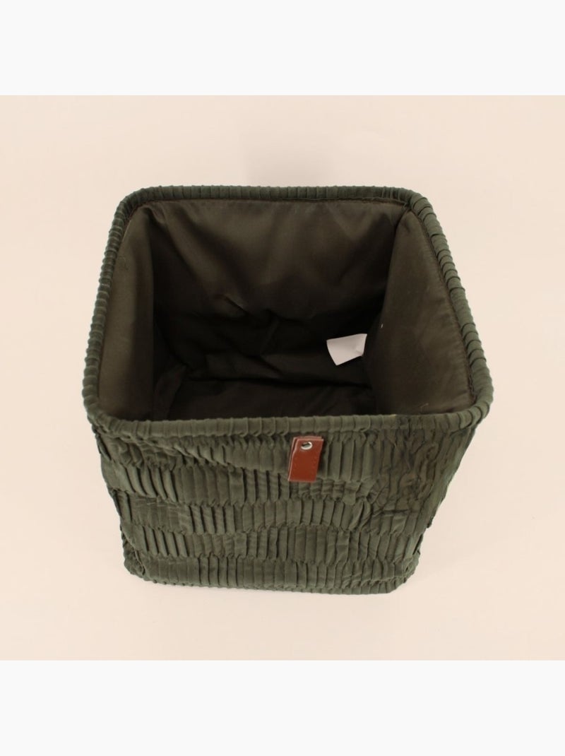 Cube de rangement en velours plissé vert 31x31x31cm Vert - Kiabi
